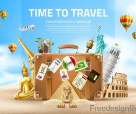 Modern travel design vector material 04