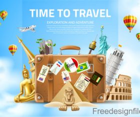 Modern travel design vector material 05