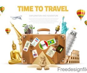 Modern travel design vector material 06