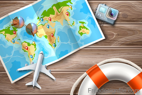 Modern travel design vector material 07