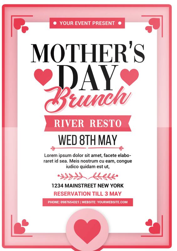 Mothers Day Brunch Flyer with poster PSD template