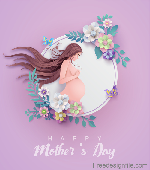 Mothers Day card and gravida design vector 01
