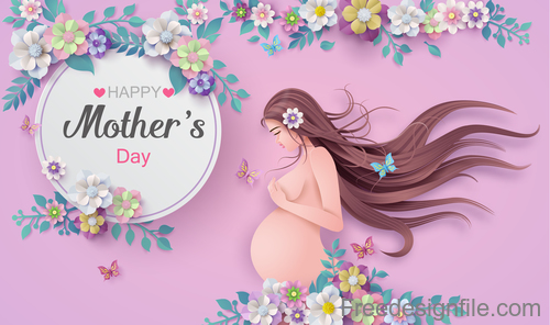 Mothers Day card and gravida design vector 04