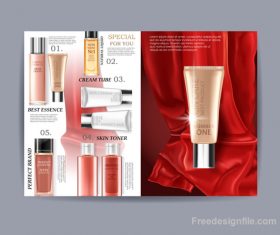 Natural cosmetic advertisement brochure page template vector 02