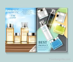 Natural cosmetic advertisement brochure page template vector 03