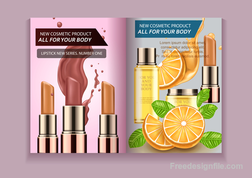 Natural cosmetic advertisement brochure page template vector 04