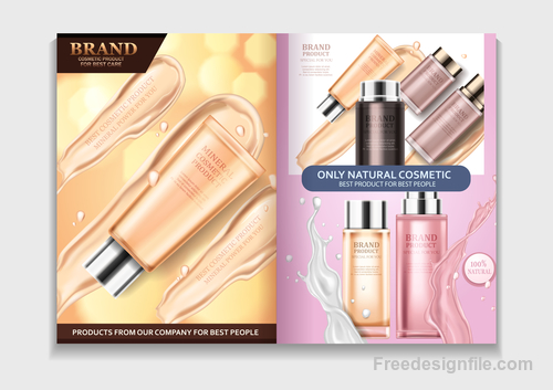 Natural cosmetic advertisement brochure page template vector 05