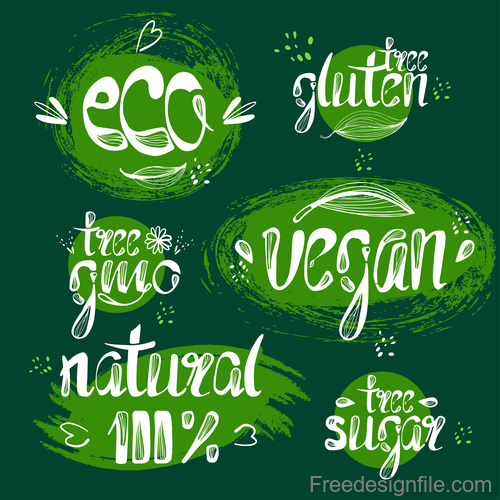Nature with eco labels design vecotr