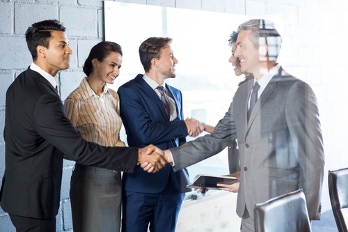 Negotiate a successful handshake Stock Photo 01