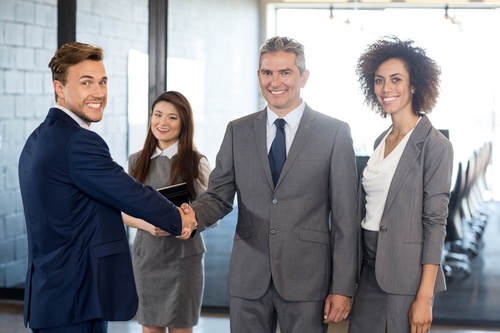 Negotiate a successful handshake Stock Photo 02