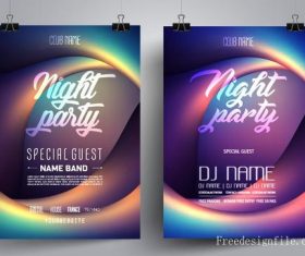 Night party flyer with poster design template vector