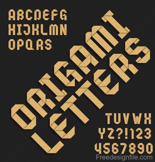 Old paper alphabet with numbers vector illustration
