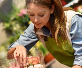 Operating flower shop woman Stock Photo 06