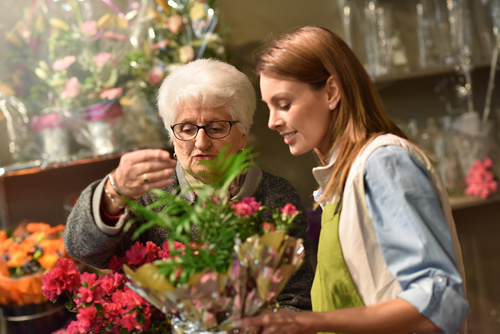 Operating flower shop woman Stock Photo 07