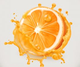 Orange juice splash vector illustration