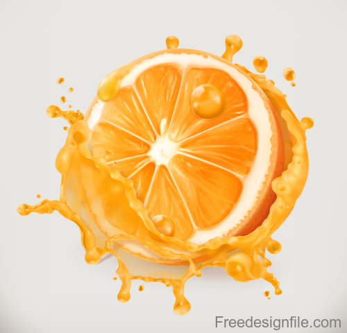 Orange juice splash vector illustration