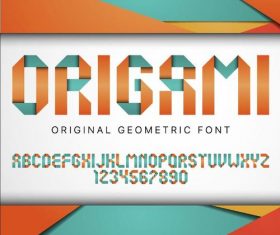 Origami fonts with background vectors