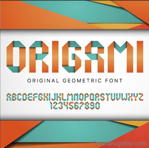 Origami fonts with background vectors