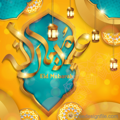Ornate eid mubarak festival design vector 01