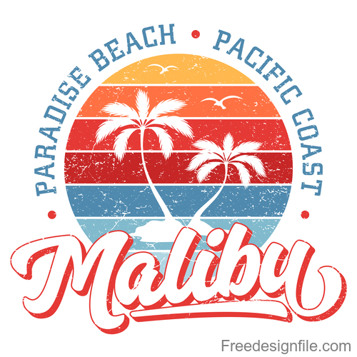 Paradise Beach Malibu Logo design vector