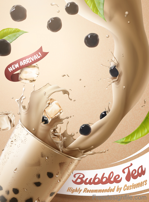 Pearl milk tea advertisement poster template vector 01