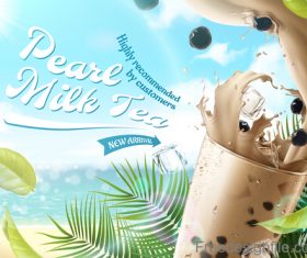 Pearl milk tea advertisement poster template vector 04