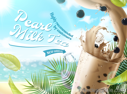 Pearl milk tea advertisement poster template vector 04