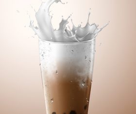 Pearl milk tea splash vector illustration 03