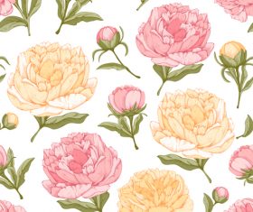 Peonies flower seamless pattern design vector