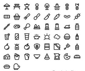 Picnic and Barbeque Line icons set