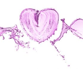 Pink heart from water splash with bubbles Stock Photo 02