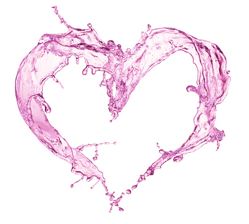 Pink heart from water splash with bubbles Stock Photo 06