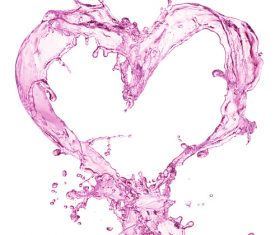 Pink heart from water splash with bubbles Stock Photo 07