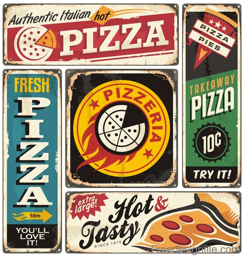 Pizza menu restaurant vector material