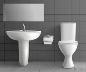 Public toilet interior design template vector 01