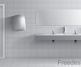 Public toilet interior design template vector 02