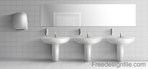 Public toilet interior design template vector 04