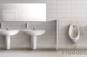 Public toilet interior design template vector 05