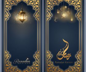 Islamic greeting banner background design for Ramadan Kareem vector
