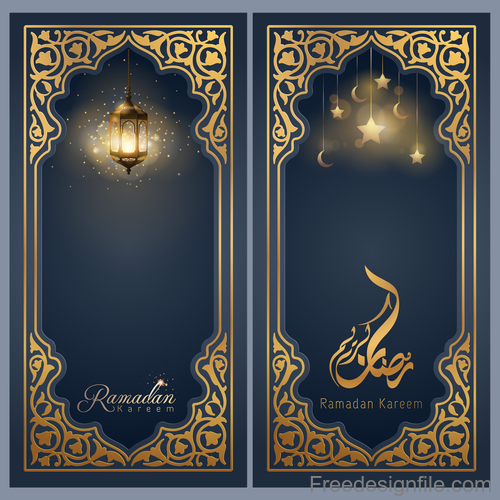 Islamic greeting banner background design for Ramadan Kareem vector