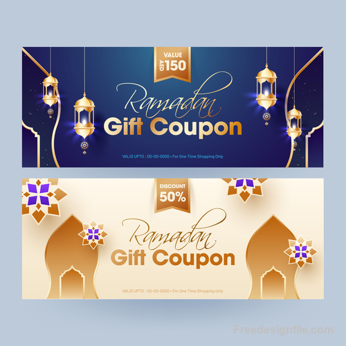 Ramadan gift voucher template vector 01