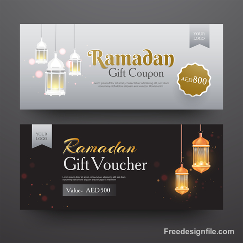 Ramadan gift voucher template vector 03