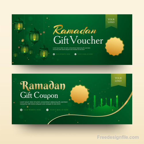 Ramadan gift voucher template vector 05