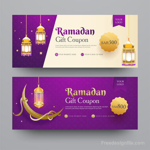 Ramadan gift voucher template vector 07