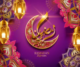 Ramadan kareem Arabic Calligraphy Decor Background Vector 01