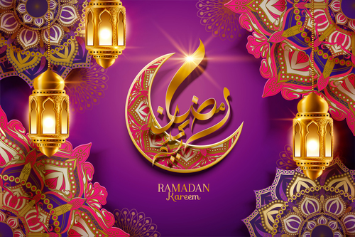 Ramadan kareem Arabic Calligraphy Decor Background Vector 01