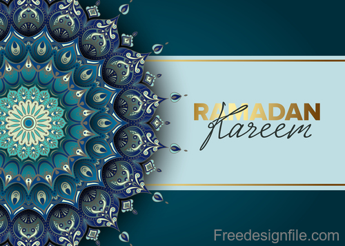 Ramadan kareem background with decor pattern vector