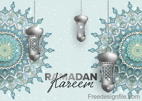 Ramadan kareem background with decor pattern vector 03