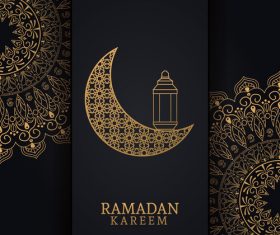 Ramadan kareem card with luxury decor vector 01