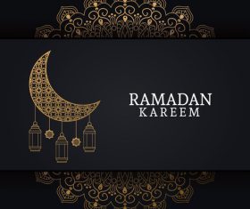 Ramadan kareem card with luxury decor vector 02